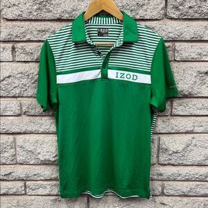 Izod Men's Polo Shirt in Green and White